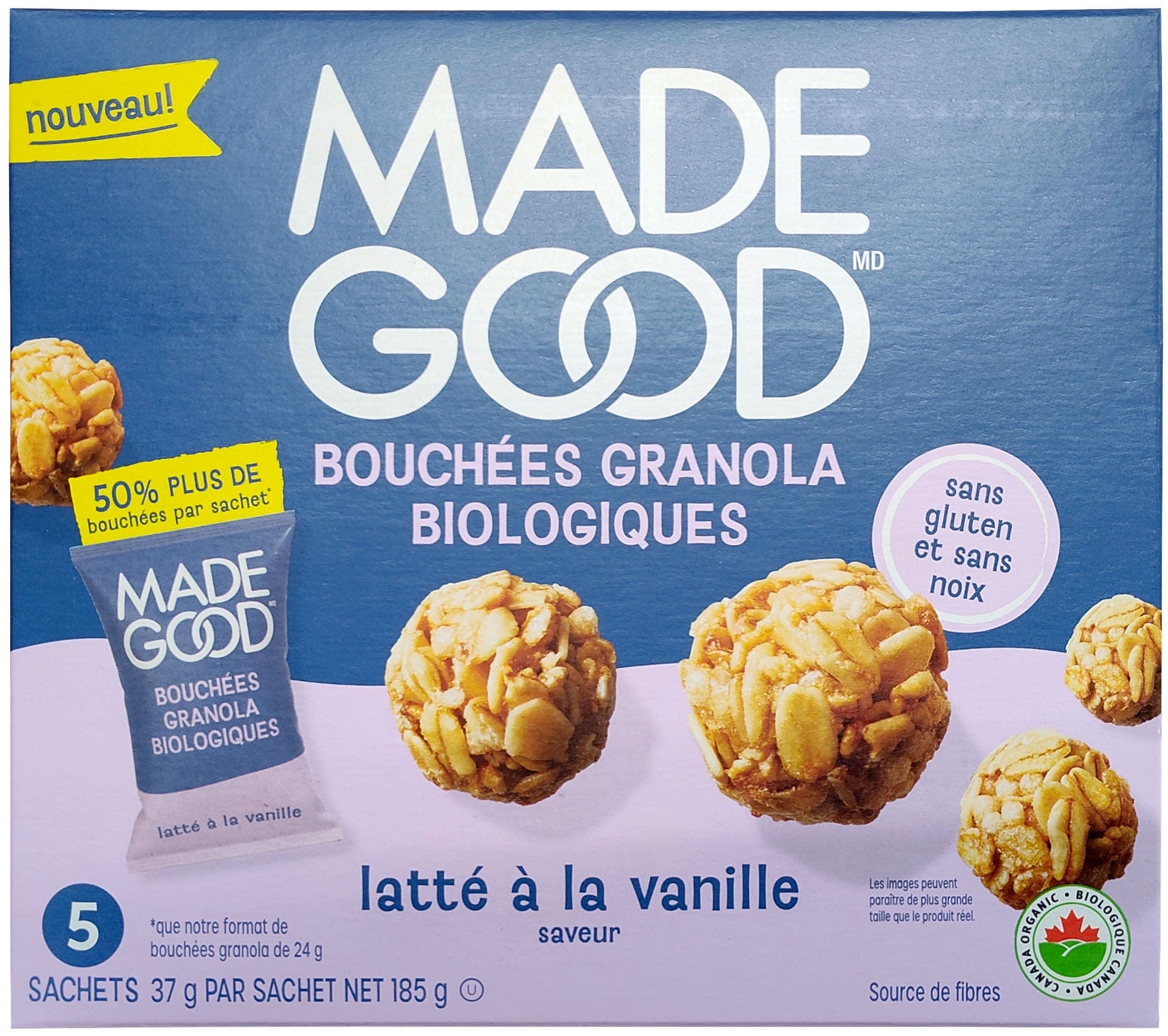 MADE GOOD Épicerie Bouchées granola latté à la vanille bio 5x37g