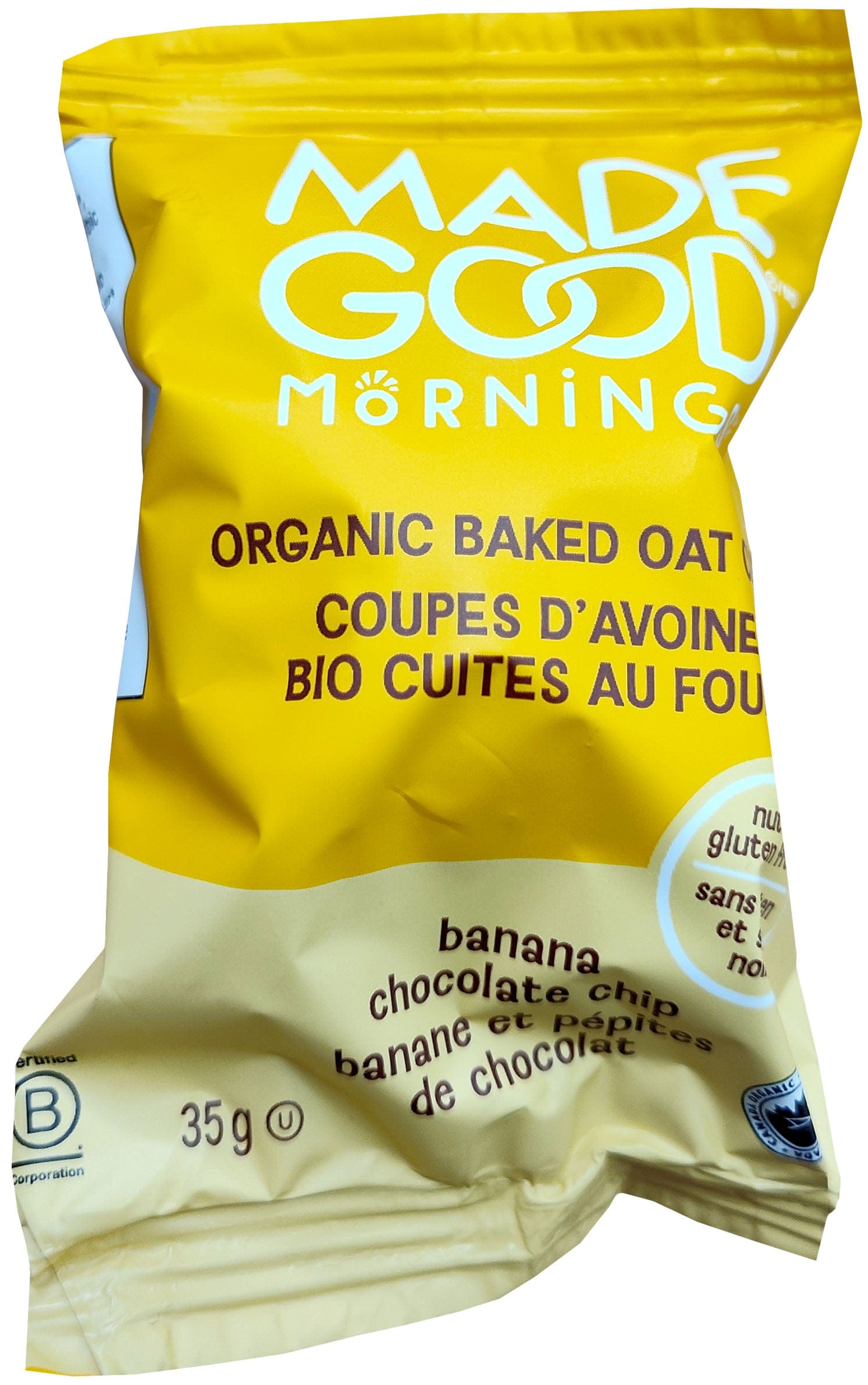 MADE GOOD Épicerie Coupes d'avoine cuites au four aux bananes et pépites de chocolat bio 35g