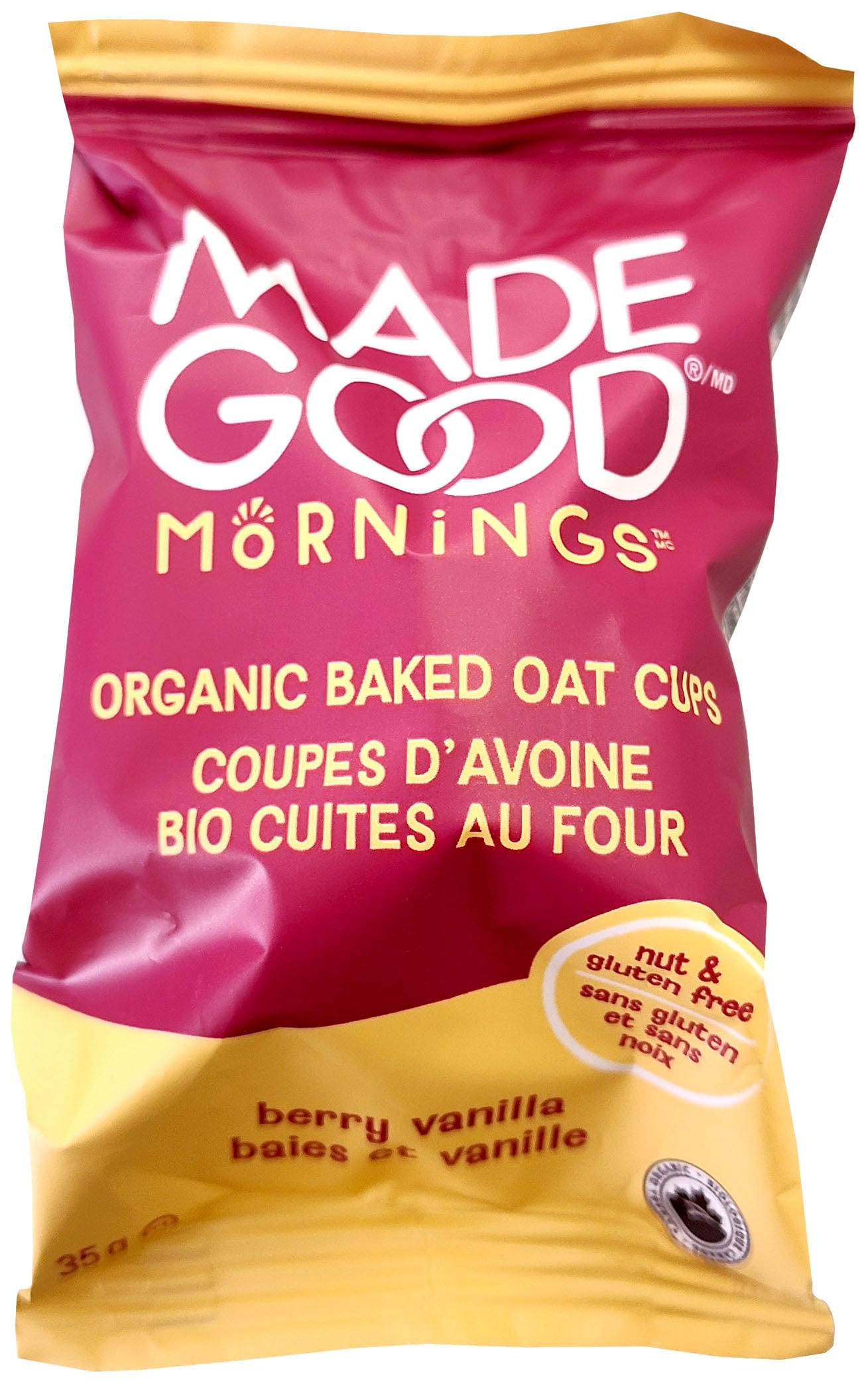 MADE GOOD Épicerie Coupes d'avoine cuites au four croustades aux baies et vanille bio 35g