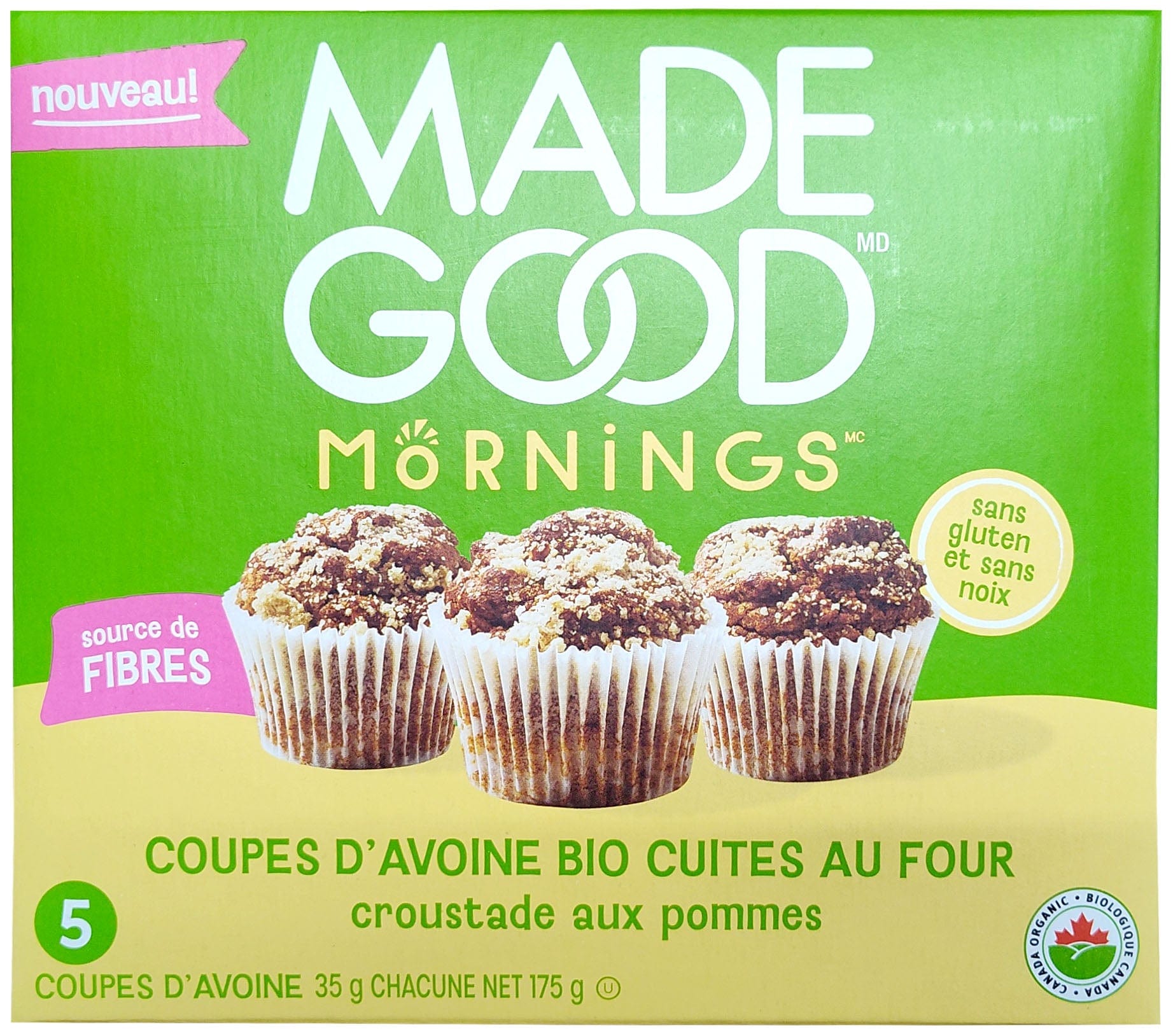 MADE GOOD Épicerie Coupes d'avoine cuites au four croustades aux pommes bio 5x35g