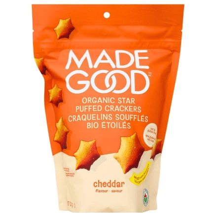 MADE GOOD Épicerie Craquelins soufflés en forme d'étoile au cheddar bio 121g