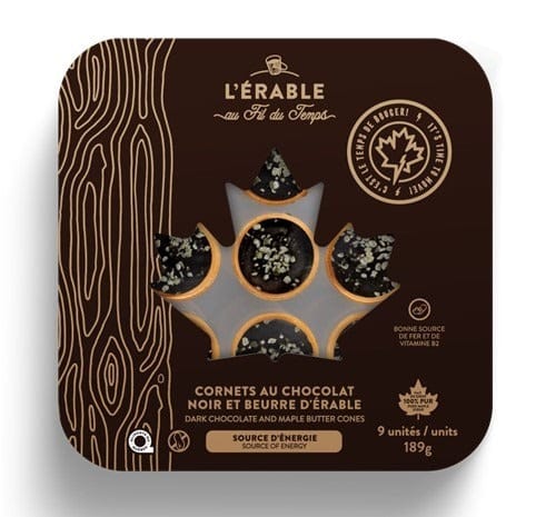 MAPLE TIME Épicerie Cornets au chocolat noir et beurre d'érable 9un