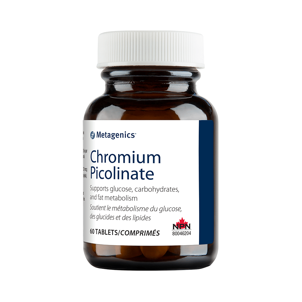 METAGENICS Suppléments Chromium picolinate 60comp
DATE DE PÉREMPTION : 30 NOVEMBRE 2026