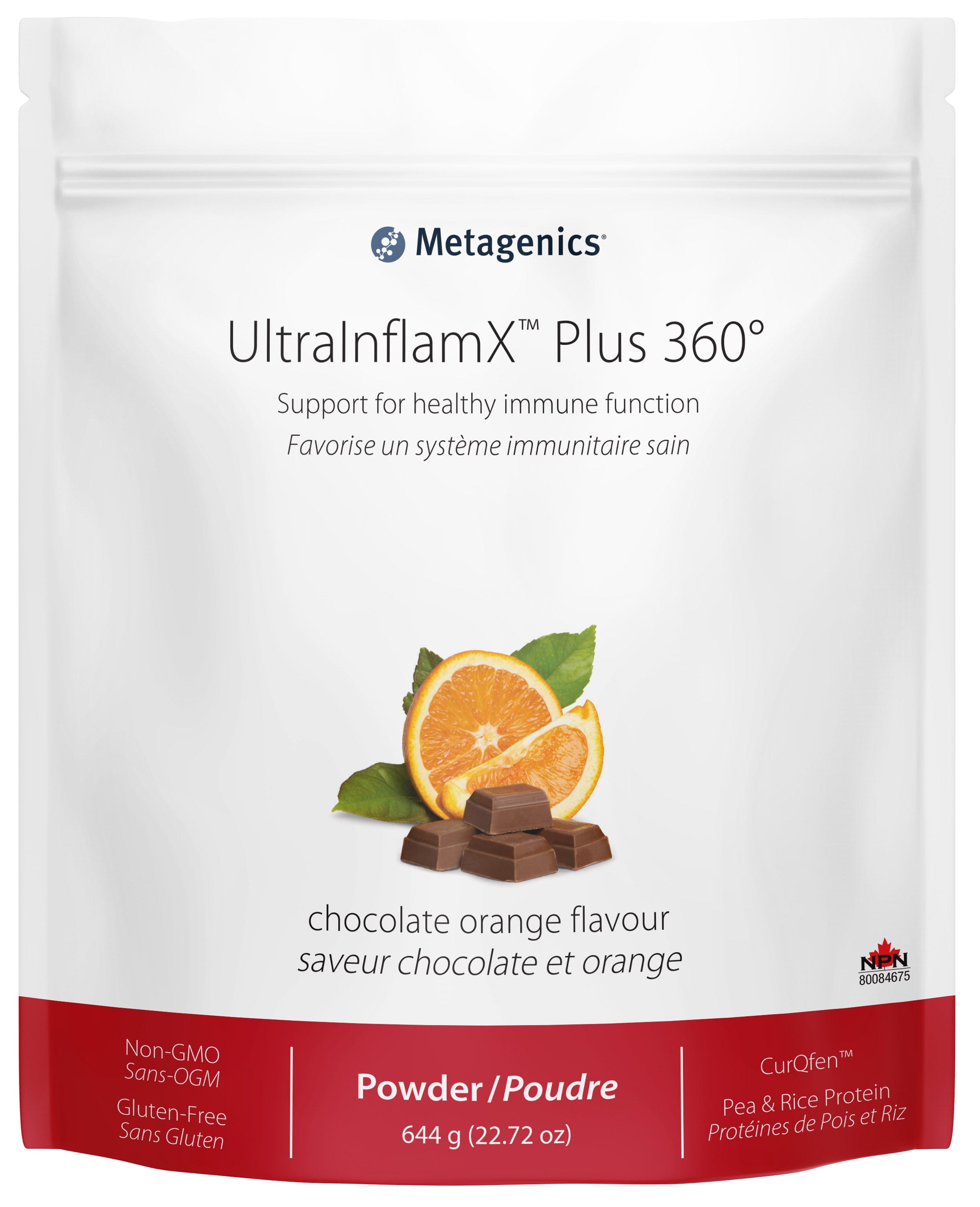 METAGENICS Suppléments UltrainflamX plus 360 (arôme chocolat/orange) 644g