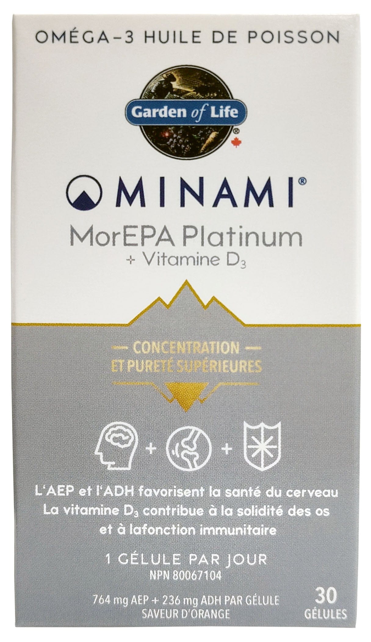 MINAMI Suppléments MorEPA platinum (super concentré omega-3 1100mg+vit D sav orange) 30gel