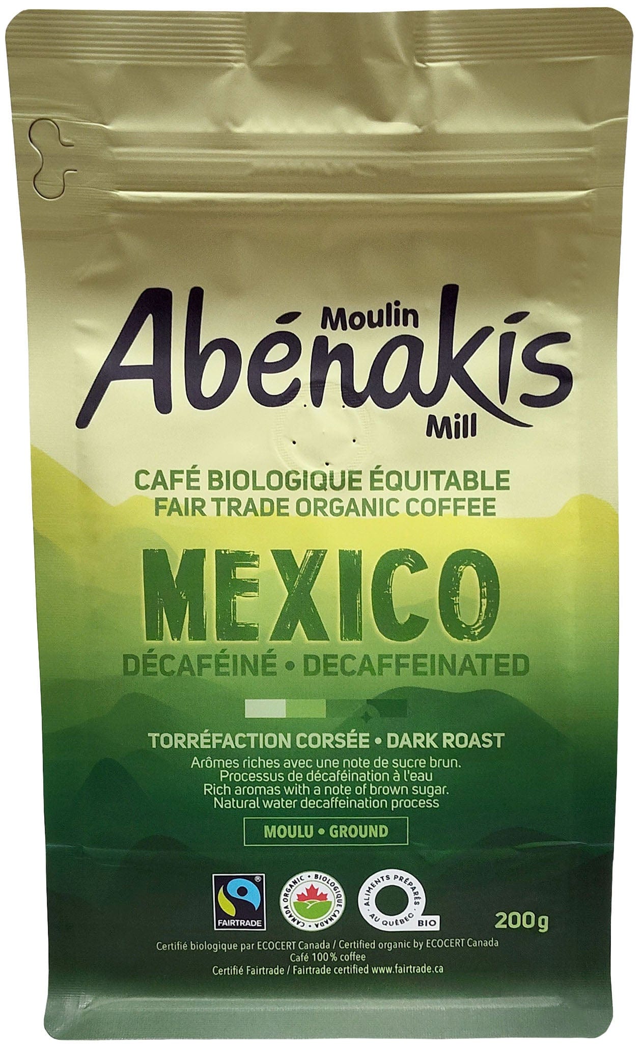 MOULIN AUX ABÉNAKIS Épicerie Café décaféiné corsé moulu Mexico bio 200g