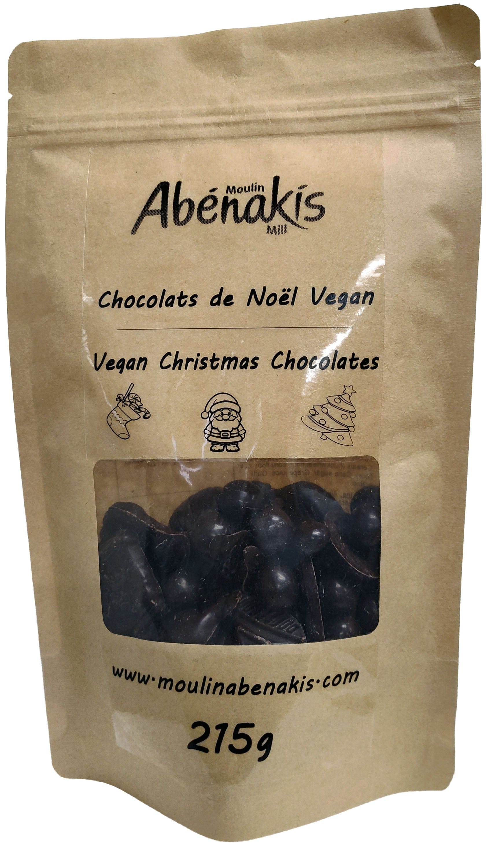 MOULIN AUX ABÉNAKIS Épicerie Chocolats de Noël vegan 215g