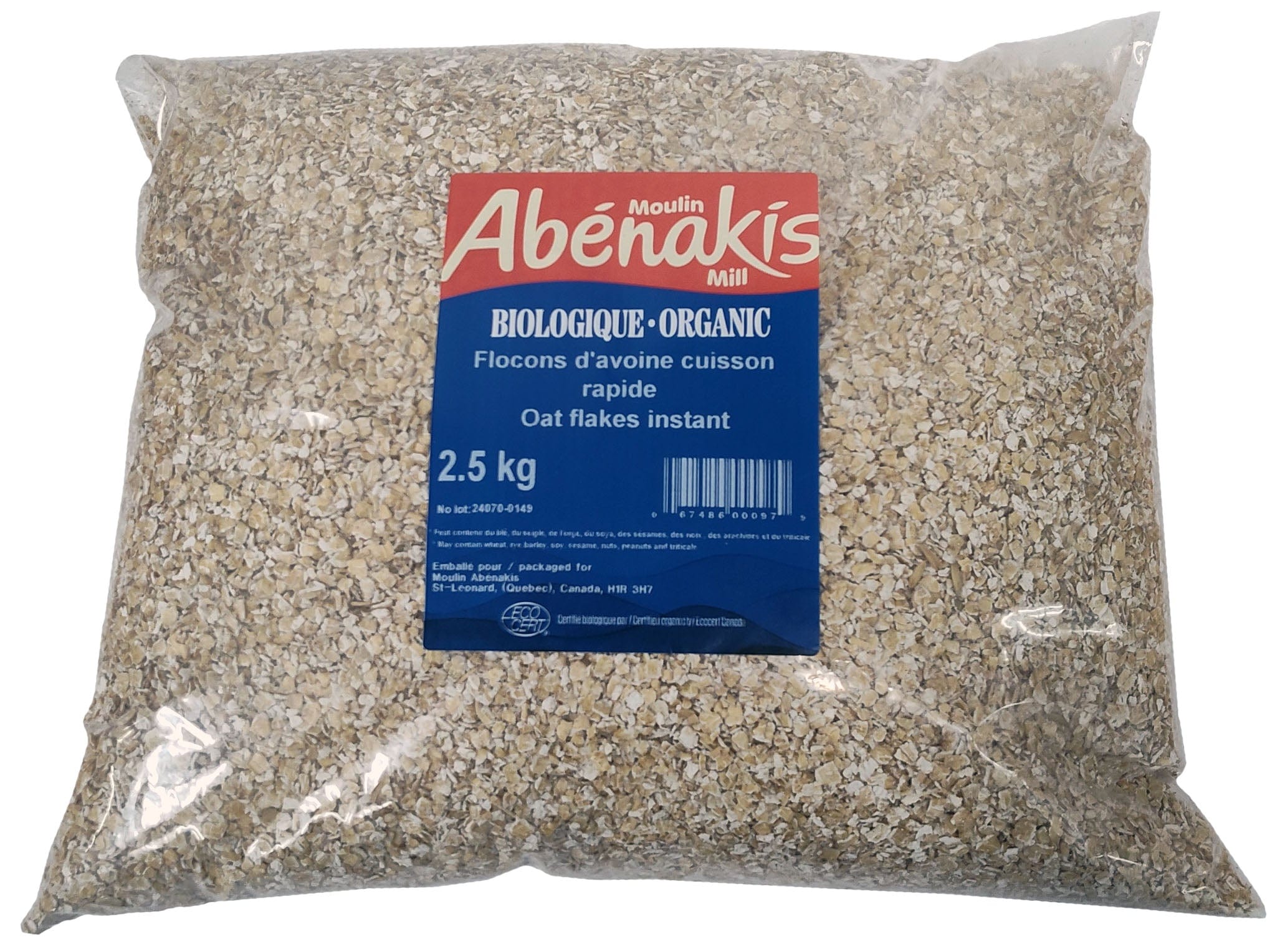 MOULIN AUX ABÉNAKIS Épicerie Flocons d'avoine cuisson rapide bio 2,5kg