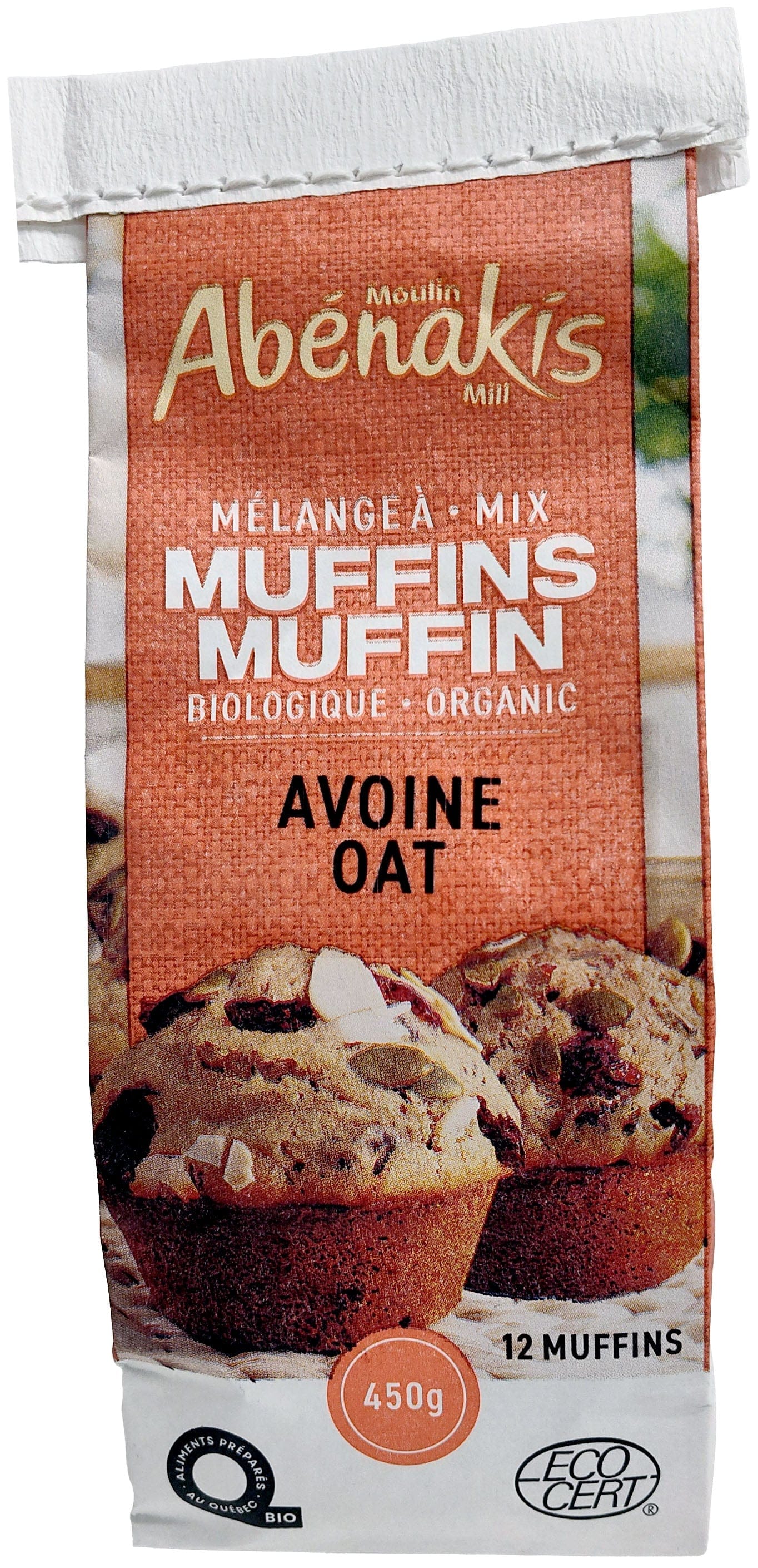 MOULIN AUX ABÉNAKIS Épicerie Mélange à muffins à l'avoine biologique 450g
