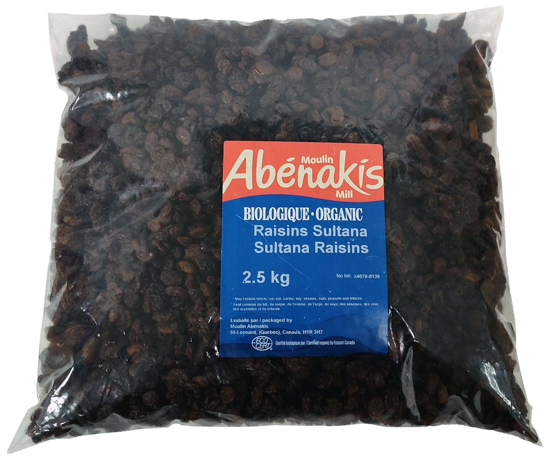 MOULIN AUX ABÉNAKIS Épicerie Raisins Sultana bio 2,5kg