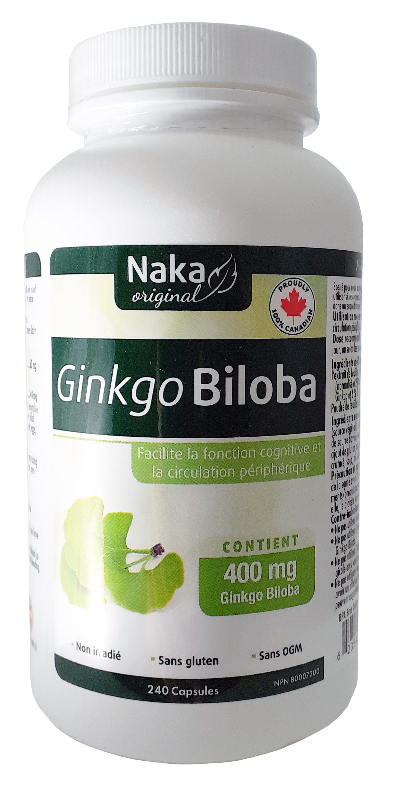 NAKA Suppléments Ginkgo biloba (400mg) 240caps