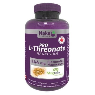 NAKA Suppléments Pro mag L-Threonate (144mg)  (ancien Mg12)  Bonus 90+30vcaps