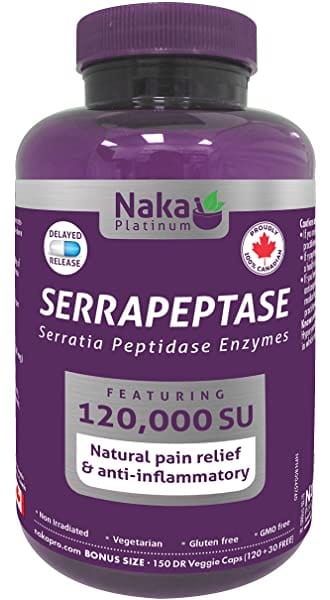 NAKA Suppléments Serrapeptase (120 000ui) Bonus 120vcaps+30vcaps