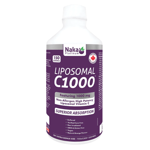 NAKA Suppléments Vitamine C liposomal (1000mg)  (saveur d'orange) BONUS 500ml + 250ml