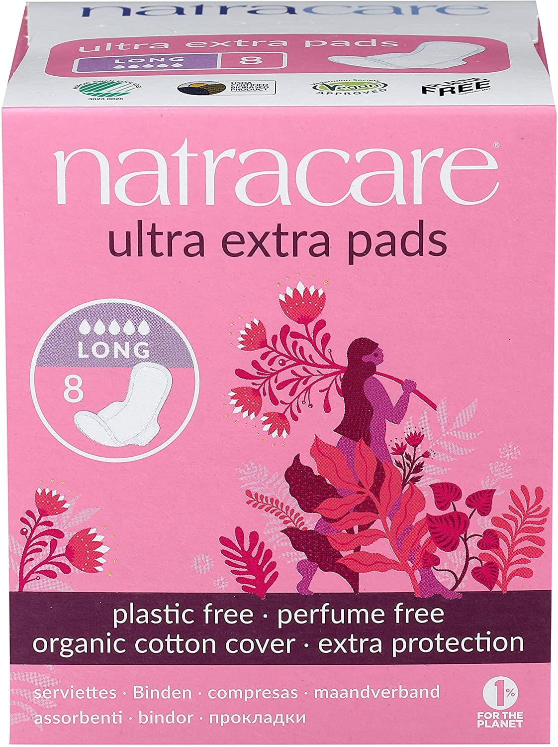 NATRACARE Soins & beauté Serviette ultra extra long avec ailes 8un