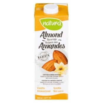 NATURA Épicerie Boisson amande vanille sans-sucre 946ml
DATE DE PÉREMPTION : 15 NOVEMBRE 2025