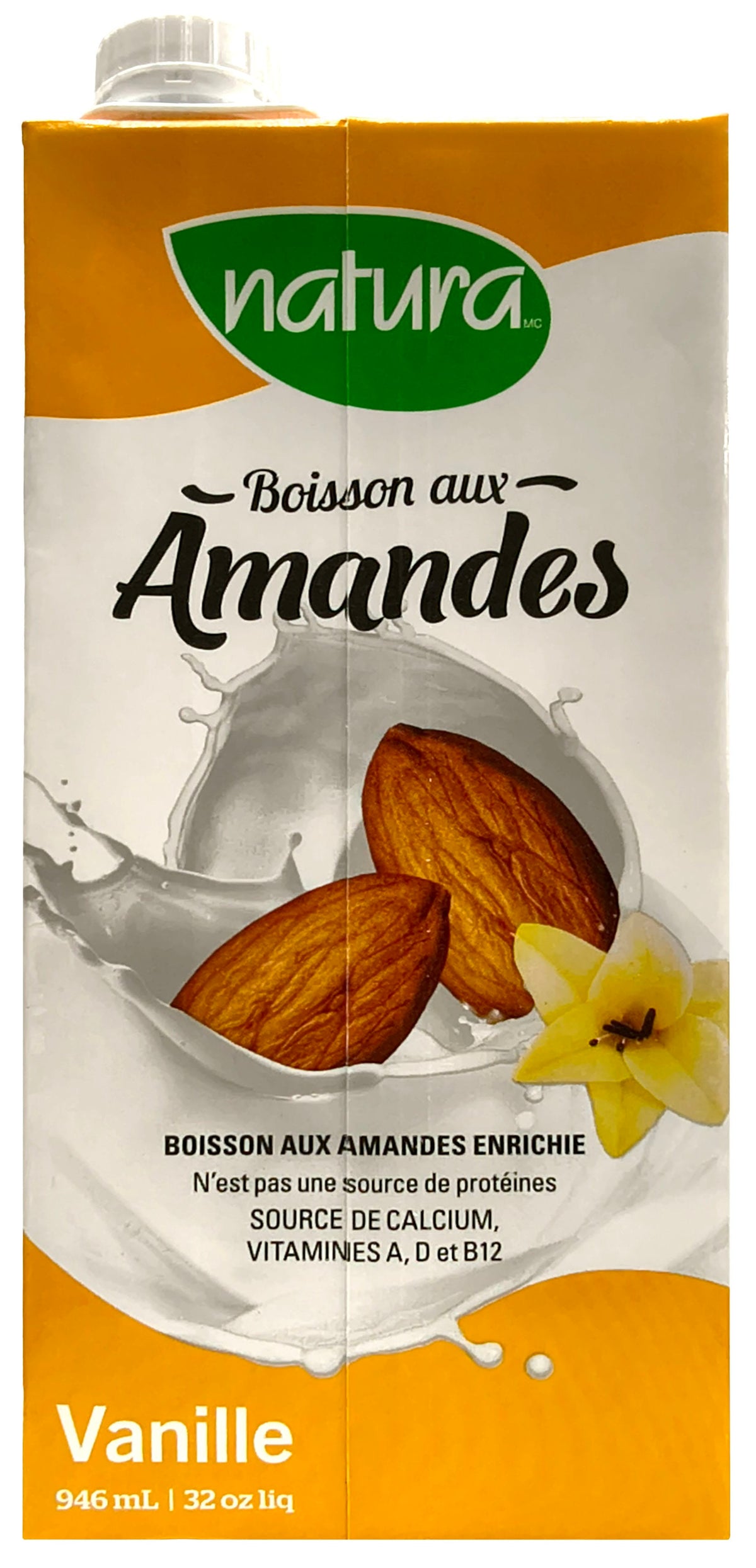 NATURA Épicerie Boisson amandes vanille 946ml
DATE DE PÉREMPTION : 5 NOVEMBRE 2026