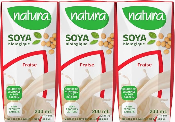 NATURA Épicerie Boisson de soya fortifiée aux fraises bio 3x200ml