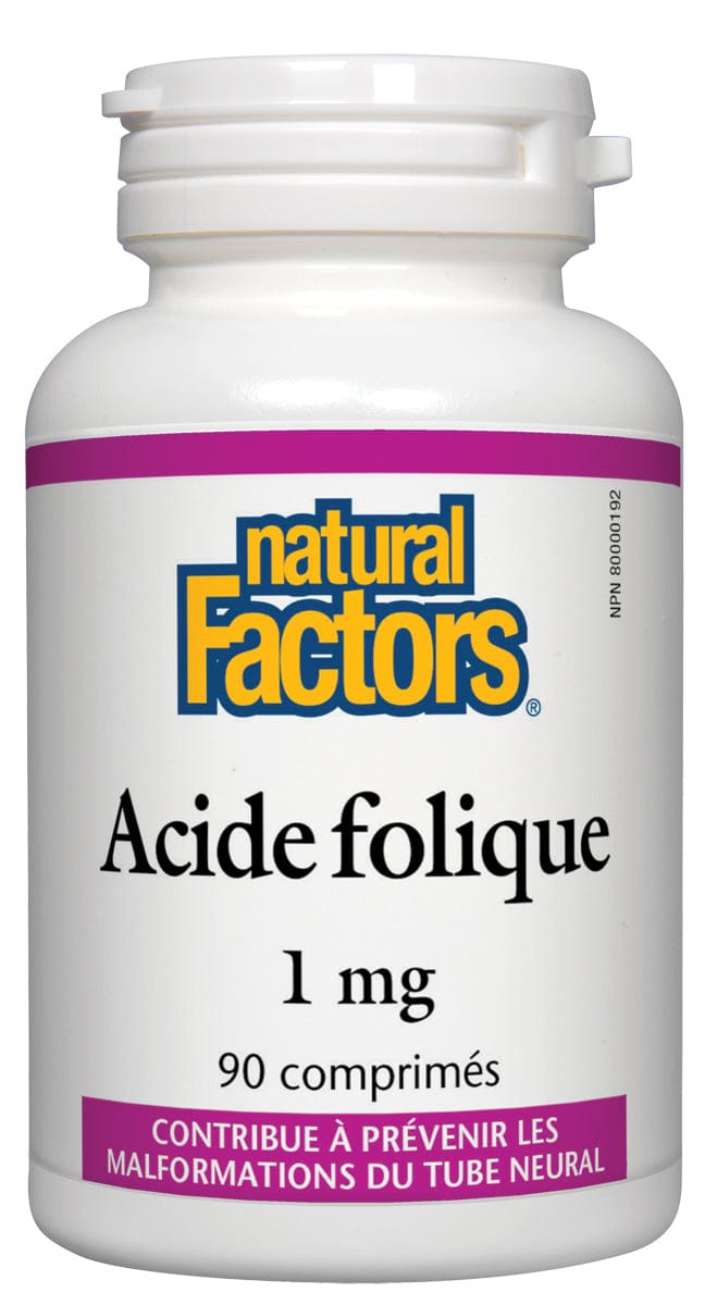 NATURAL FACTORS Suppléments Acide folique (1mg) (B9) 90comp