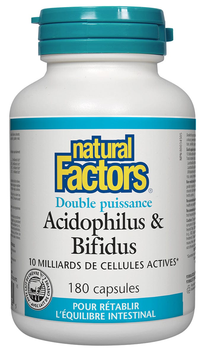 NATURAL FACTORS Suppléments Acidophilus / Bifidus (10 milliards) 180caps