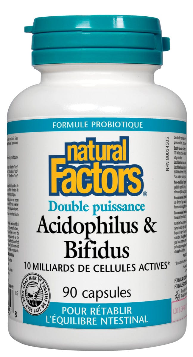 NATURAL FACTORS Suppléments Acidophilus / Bifidus (10 milliards) 90caps