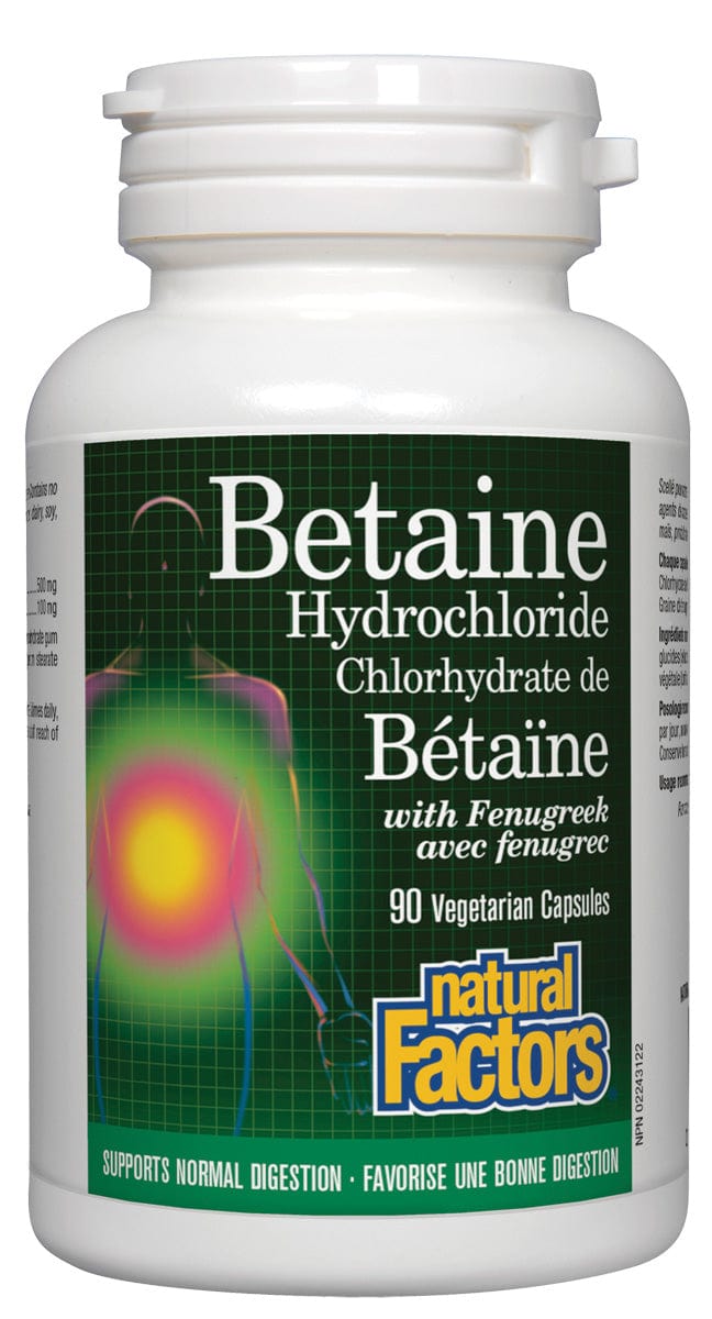 NATURAL FACTORS Suppléments Betaine (chlorhydrate de betaine avec fenugrec) 90caps