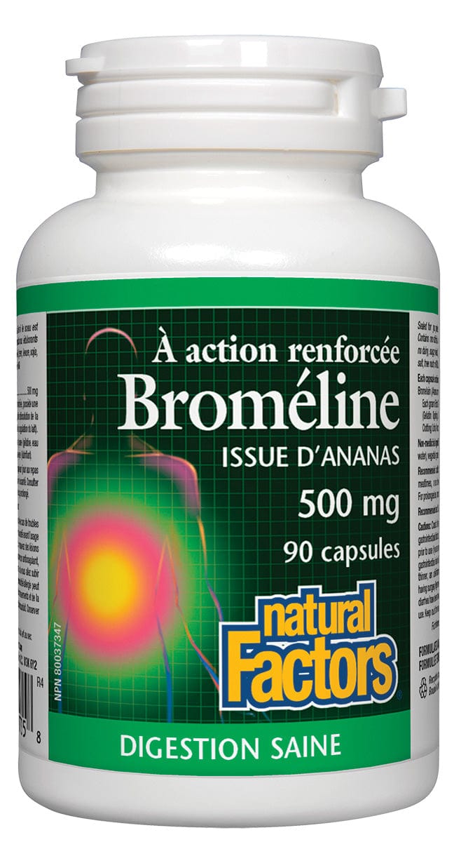 NATURAL FACTORS Suppléments Bromeline issue d'ananas 90caps