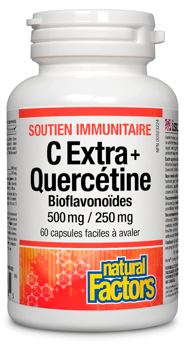 NATURAL FACTORS Suppléments C extra + quercétine bioflavonoïdes 500mg / 250mg 60caps