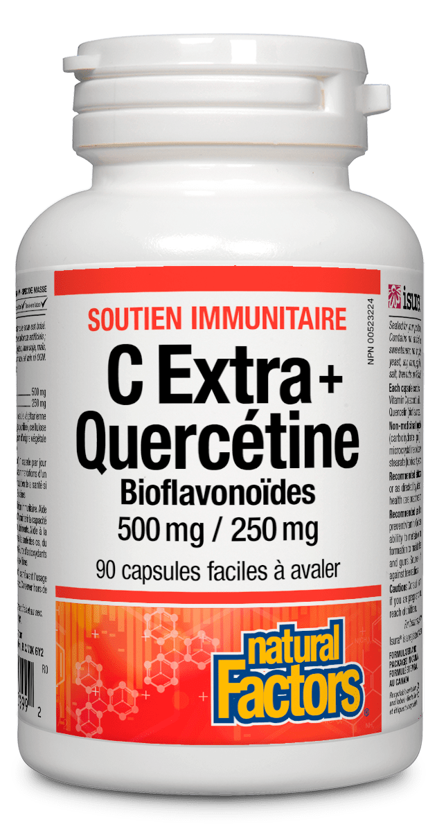 NATURAL FACTORS Suppléments C extra + quercétine bioflavonoïdes 500mg / 250mg 90caps