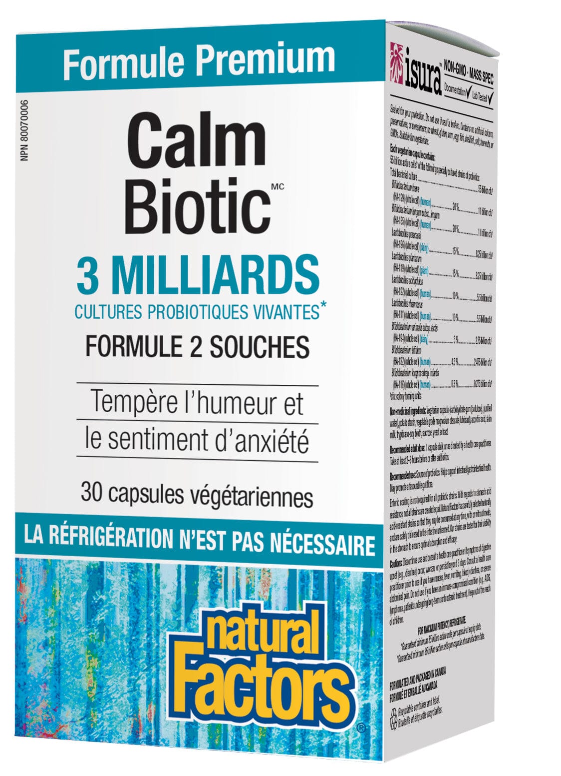 NATURAL FACTORS Suppléments Calm Biotic (3 milliards de cellules actives) 30vcaps