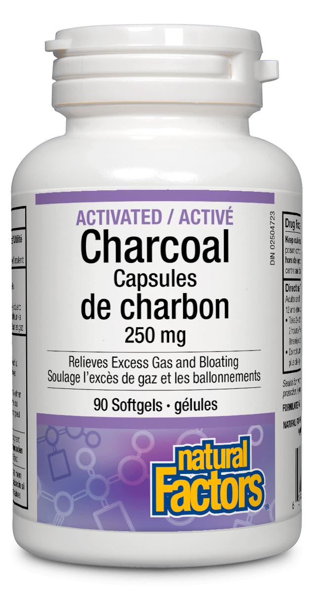 NATURAL FACTORS Suppléments Charbon activé 250mg 90gels