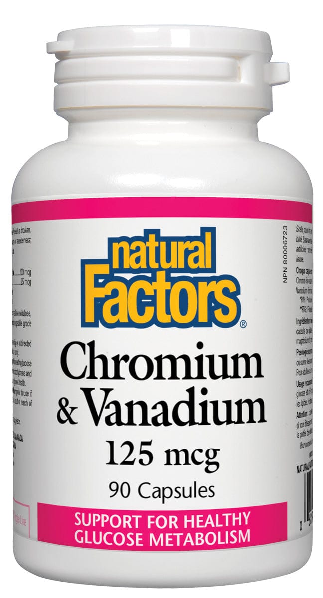 NATURAL FACTORS Suppléments Chrome et Vanadium 125mcg 90caps