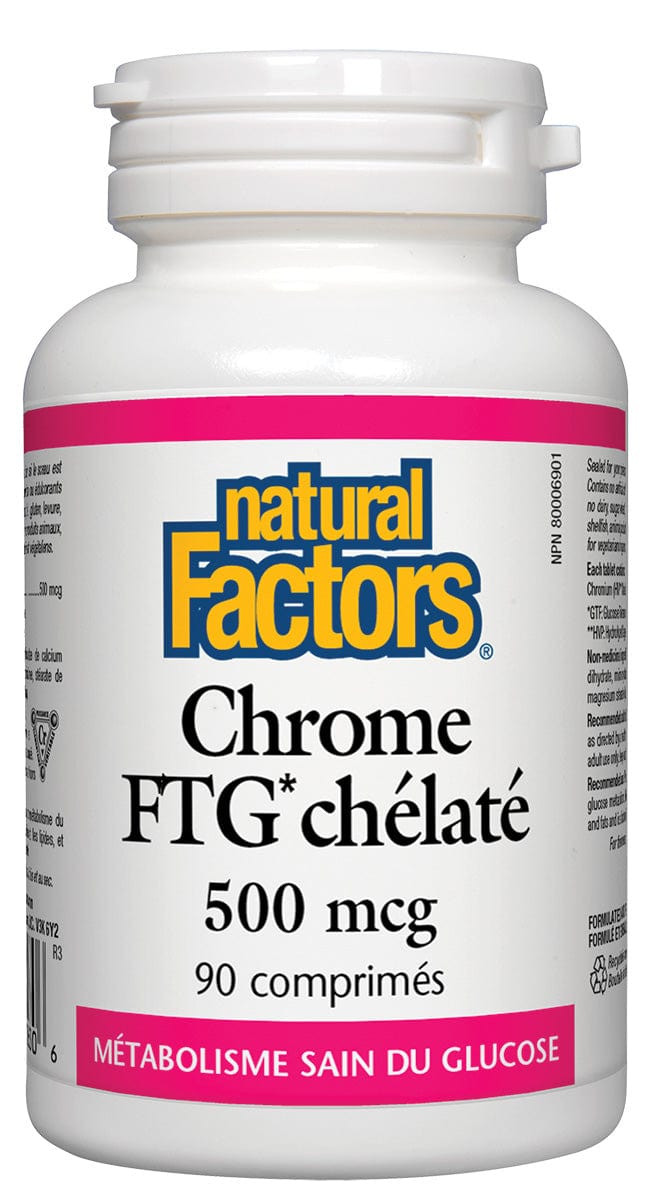 NATURAL FACTORS Suppléments Chrome FTG chelaté 500mcg 90comp