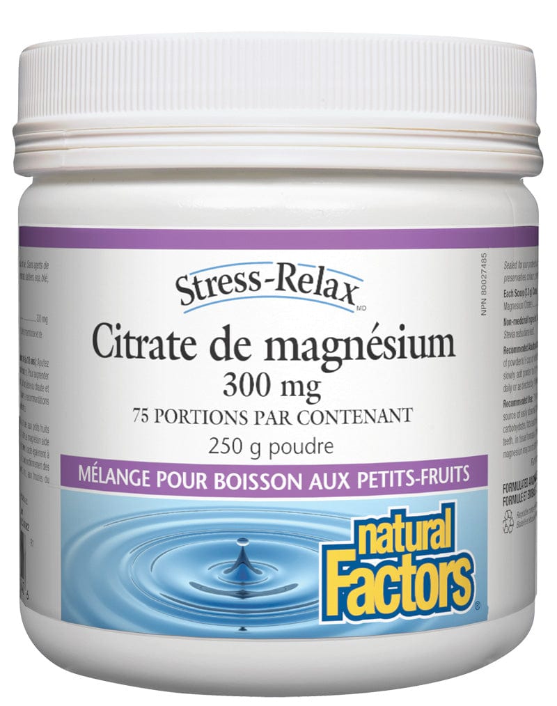 NATURAL FACTORS Suppléments Citrate de magnésium (saveur de petits fruits) 250g