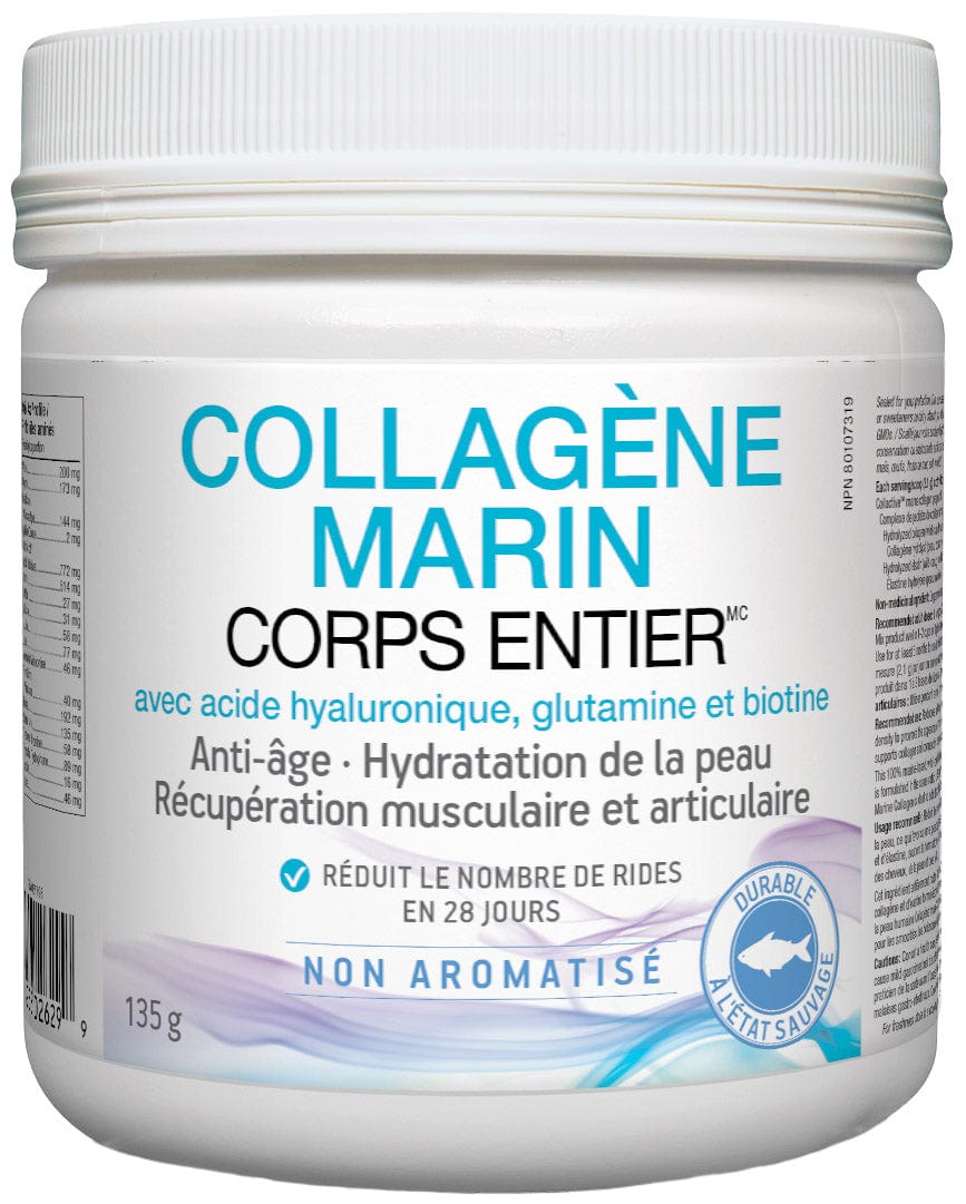 NATURAL FACTORS Suppléments Collagène marin corps entier acide hyaluronique / glutamine / biotine 135g