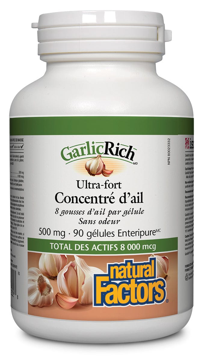 NATURAL FACTORS Suppléments Concentré ail ultra-fort 90gel