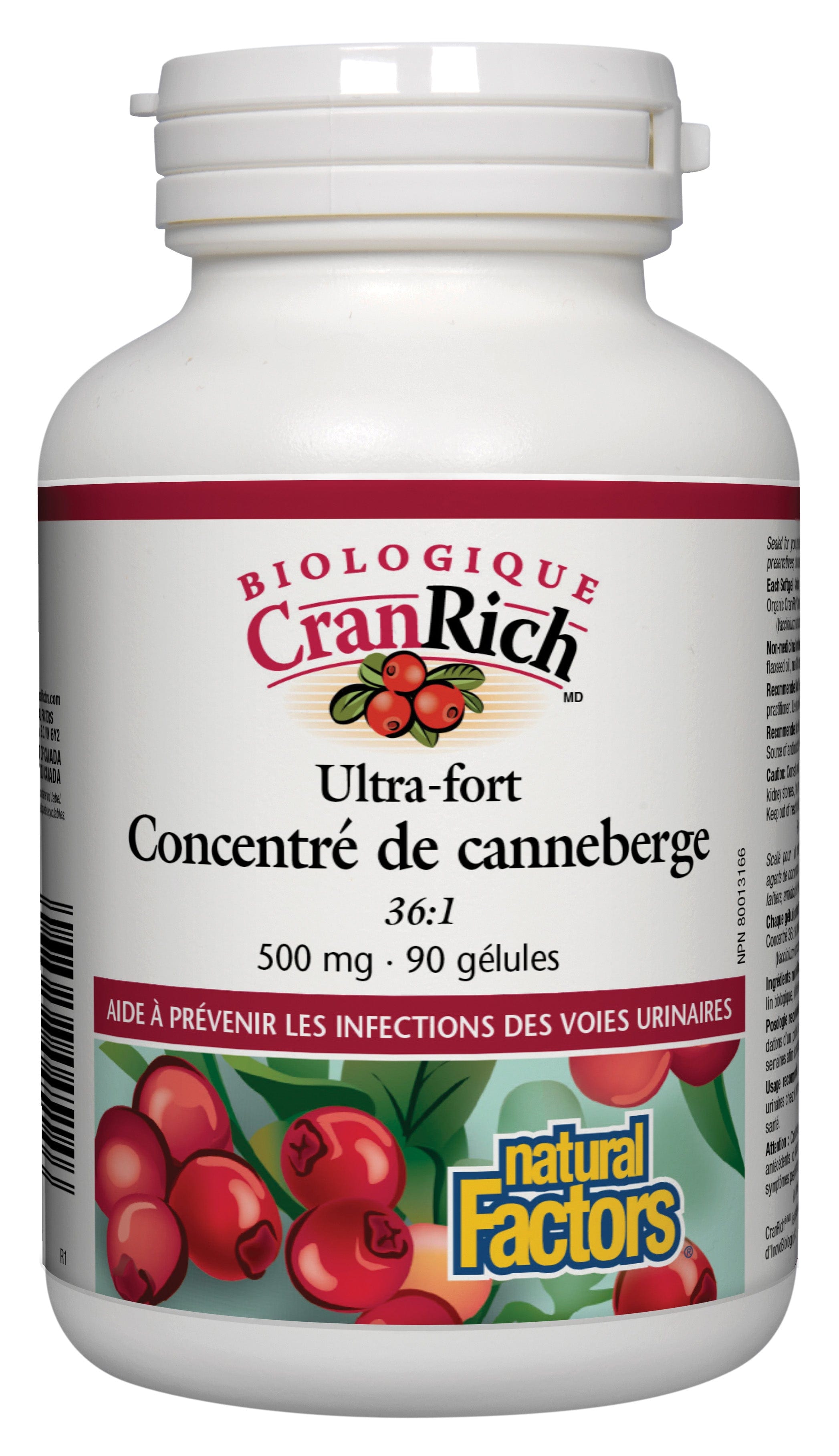 NATURAL FACTORS Suppléments CranRich concentré bio (500mg) 90gel