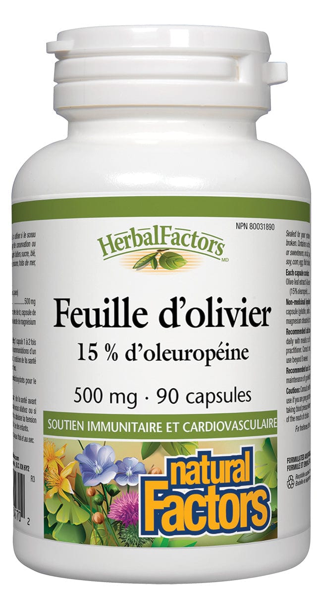 NATURAL FACTORS Suppléments Feuille d'olivier 500mg 90caps