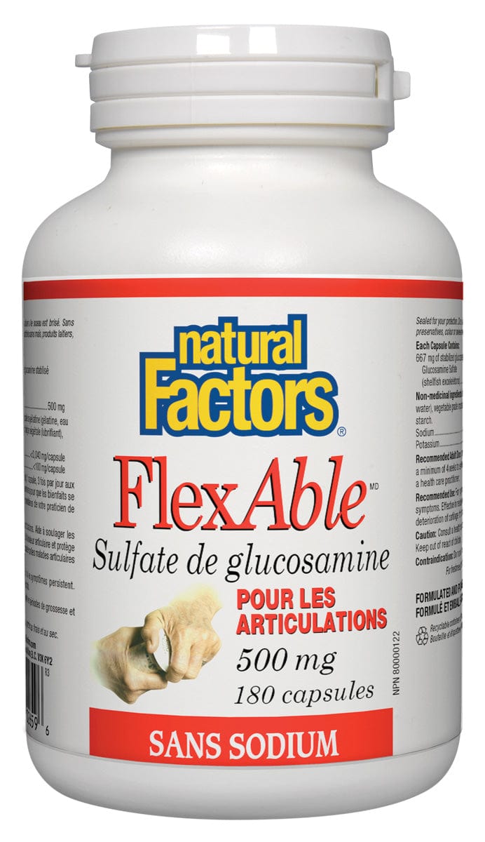 NATURAL FACTORS Suppléments Flexable (sulfate de glucosamine s-sodium) 180caps