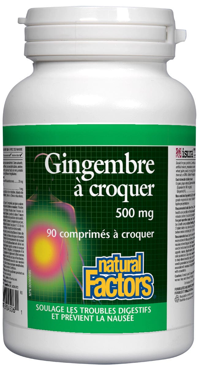 NATURAL FACTORS Suppléments Gingembre à croquer 500mg 90comp