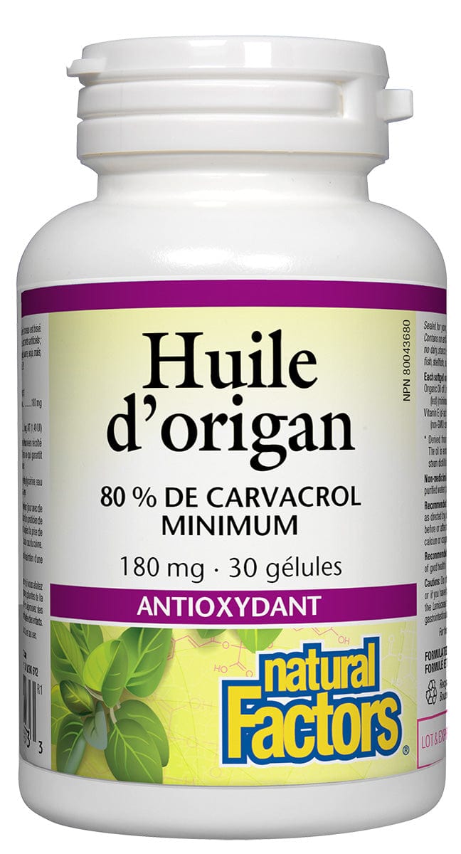 NATURAL FACTORS Suppléments Huile d'origan bio 180mg 30gel