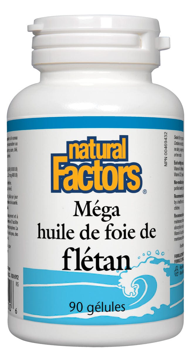 NATURAL FACTORS Suppléments Huile de foie de flétan 90gels