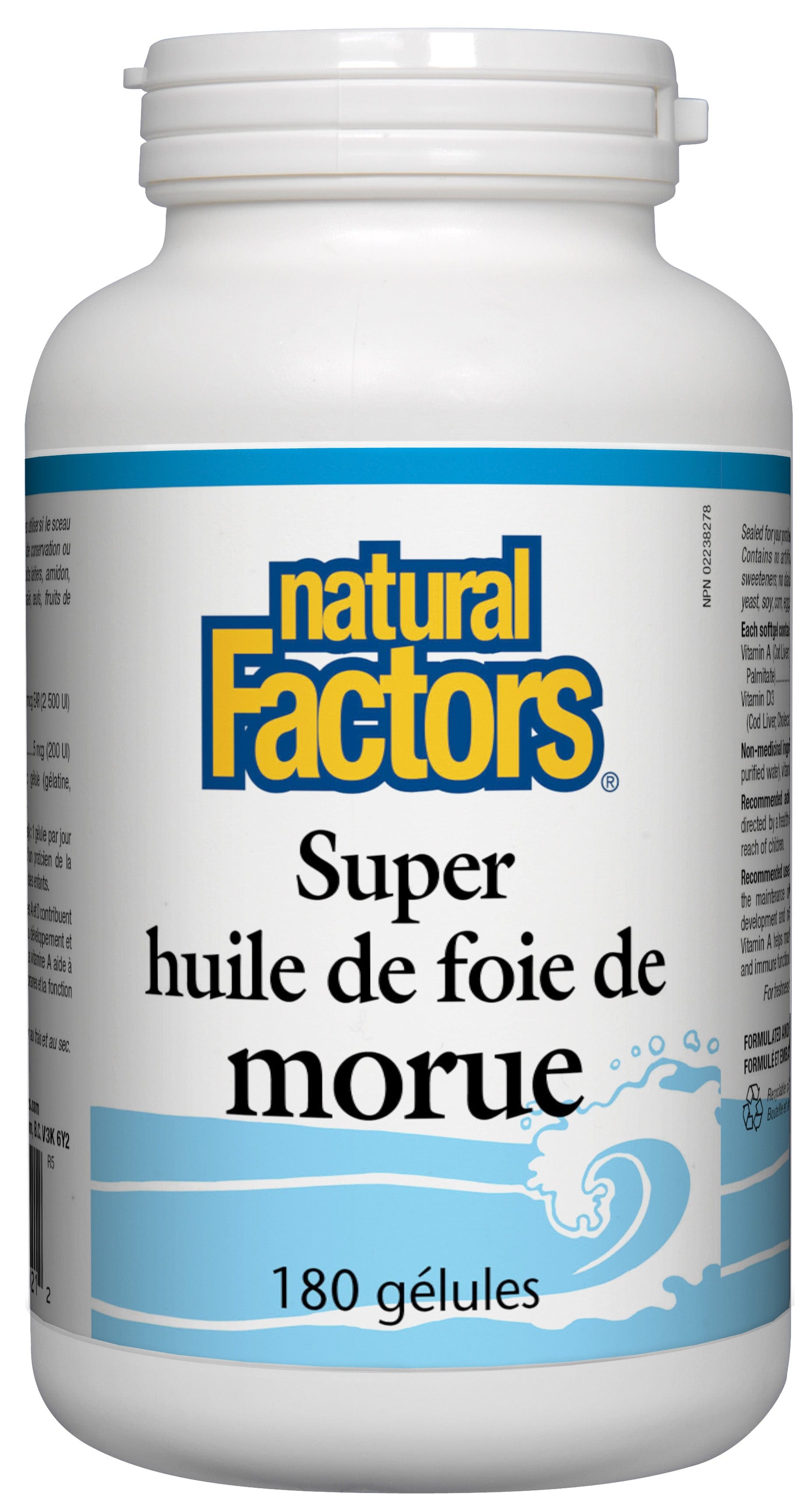 NATURAL FACTORS Suppléments Huile de foie de morue 180gel