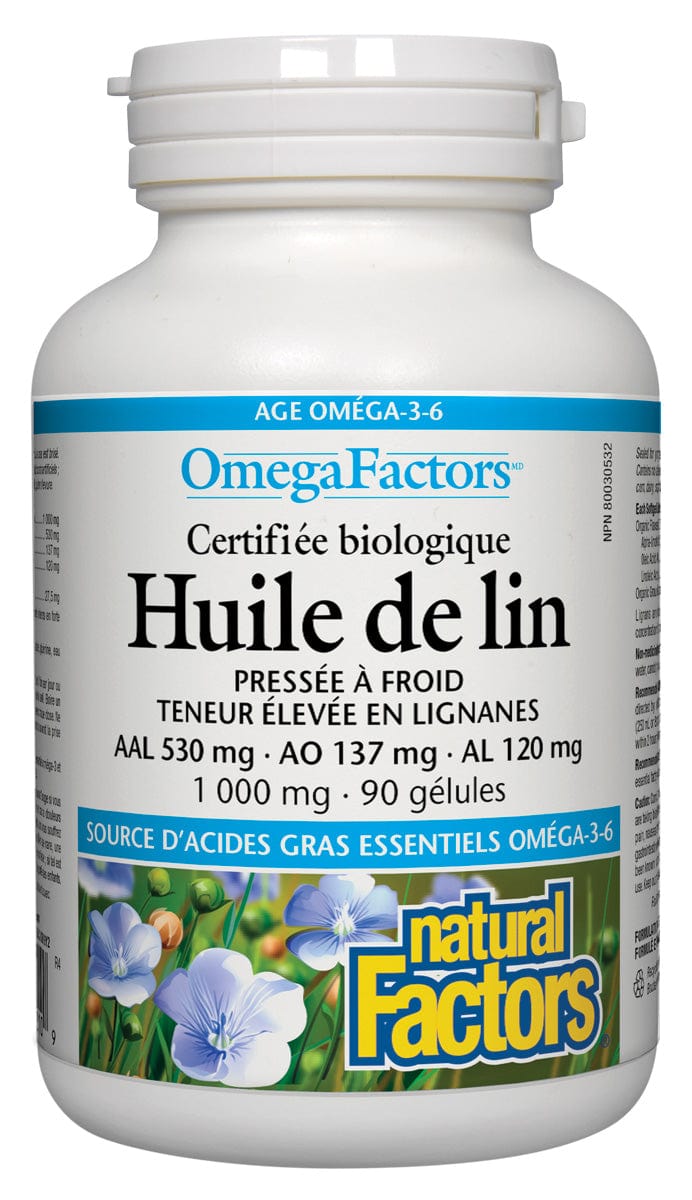 NATURAL FACTORS Suppléments Huile de lin 90gel