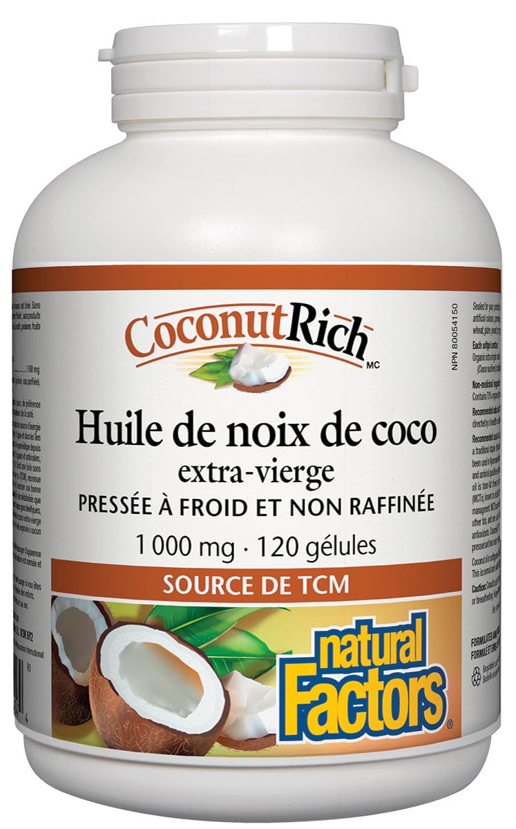 NATURAL FACTORS Suppléments Huile de noix de coco extra-vierge 1000mg 120gel