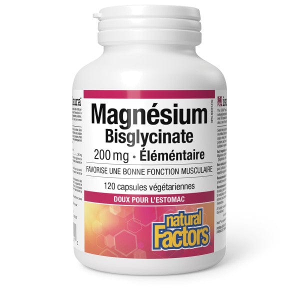 NATURAL FACTORS Suppléments Magnésium bisglycinate (200 mg) 120vcaps
