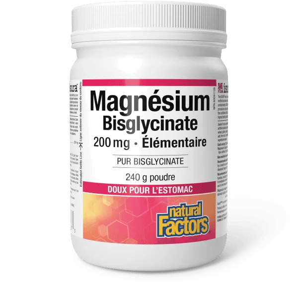 NATURAL FACTORS Suppléments Magnésium bisglycinate (200 mg) 240g