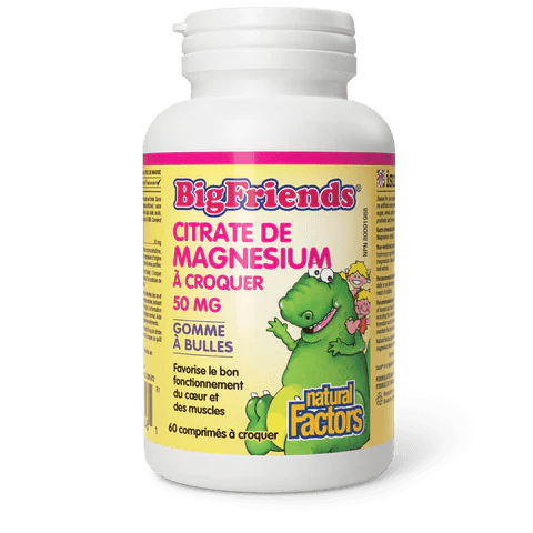 NATURAL FACTORS Suppléments Magnésium citrate à croquer (gomme à bulles) 50mg 60comp