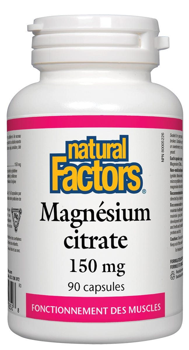 NATURAL FACTORS Suppléments Magnésium (citrate150mg) 90caps