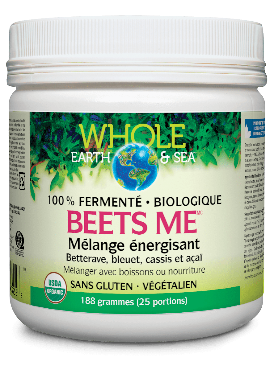 NATURAL FACTORS Suppléments Mélange énergisant beets me (bettraves / bleuets / cassi / açai) 188g